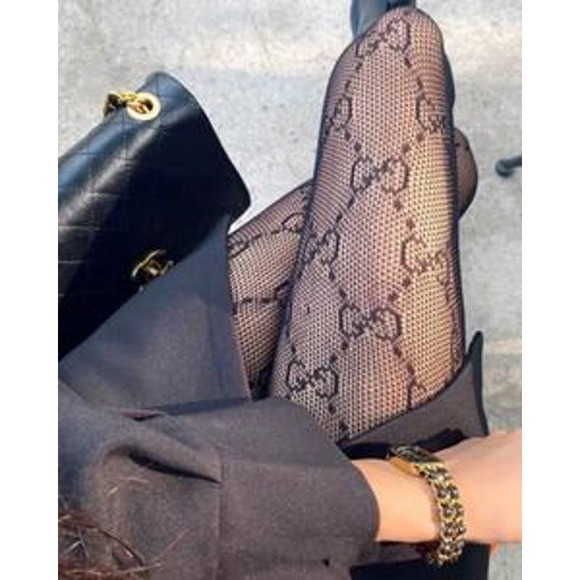 Black GG Tights (Large Monogram) - Picture 2 of 3